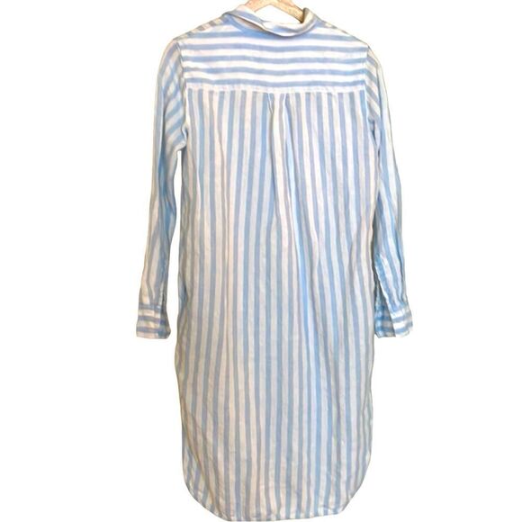 Everlane Linen Dress Blue & White Striped Collared Shirt Dress Size 00 - Picture 8 of 10